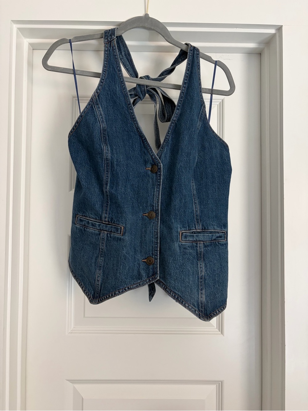 wild fable Dark Blue Denim Vest halter top with tie back